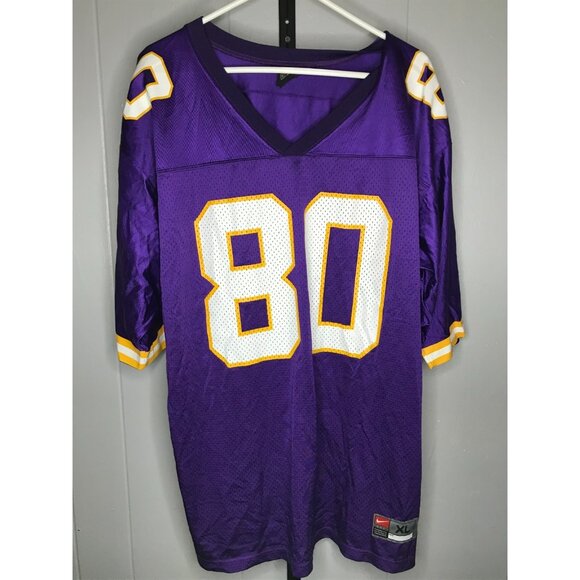 Vintage Nike Minnesota Vikings Purple Chris Carter Jersey 80 Size XL Made in USA - Picture 2 of 5